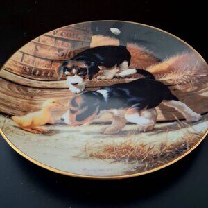 "Getting Acquainted" Jim Lamb Puppy Playtime 8" Plate Collection 1987